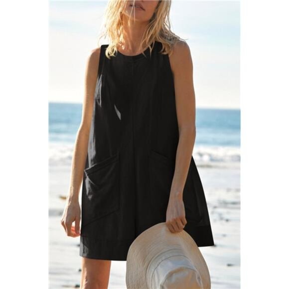 Lovelet Round Neck Sleeveless Romper with Pockets - Picture 16 of 16